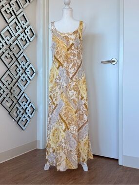 Yellow Paisley Maxi Dress - Sleeveless Summer Dress